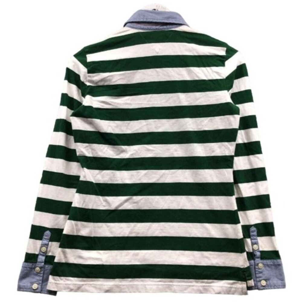 Tommy Hilfiger Women's Collared Striped Pocket Long Sleeve Polo Shirt Medium - Picture 3 of 12
